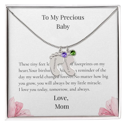 Custom Baby Feet Necklace with Birthstone Personalized Name Pendant Meaningful Gift Mom Grandma Keepsake prime Collection Hub
