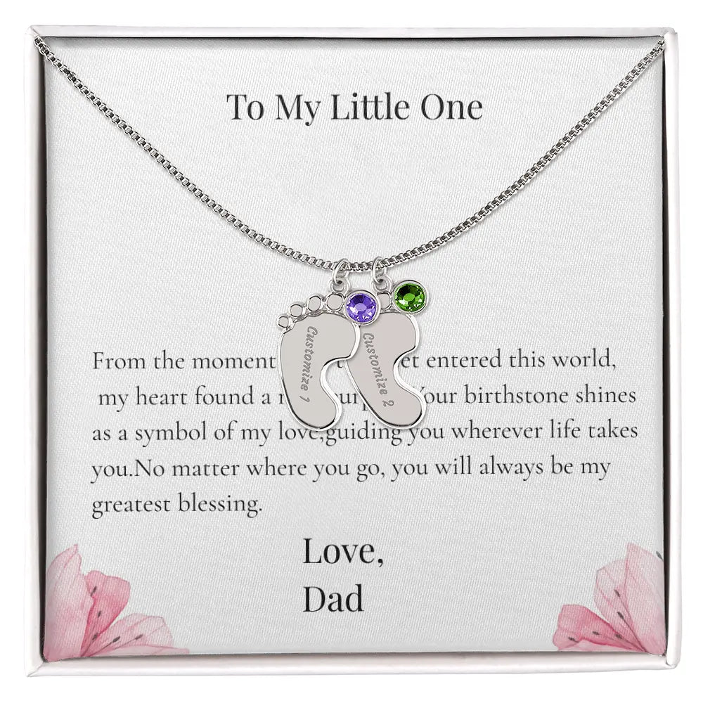 Personalized Baby Feet Birthstone Necklace Custom Name Keepsake Gift for Dad Father Newborn prime Collection Hub
