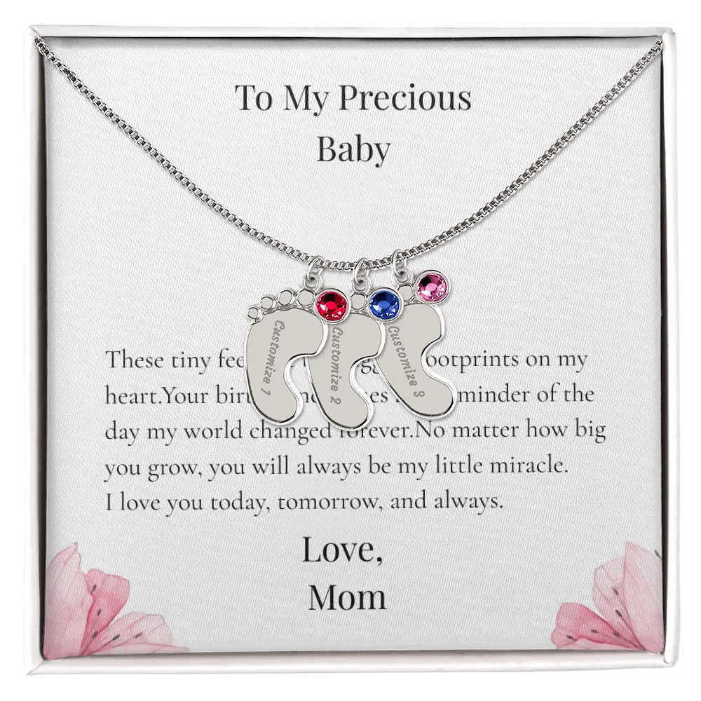 Custom Baby Feet Necklace with Birthstone Personalized Name Pendant Meaningful Gift Mom Grandma Keepsake prime Collection Hub