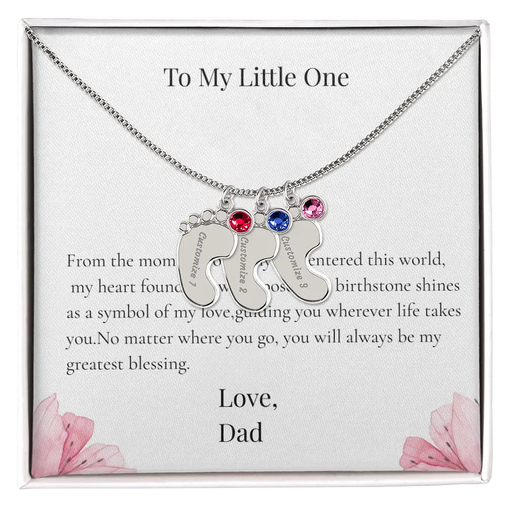 Personalized Baby Feet Birthstone Necklace Custom Name Keepsake Gift for Dad Father Newborn prime Collection Hub