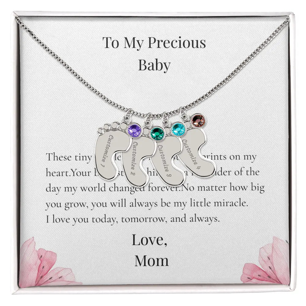 Custom Baby Feet Necklace with Birthstone Personalized Name Pendant Meaningful Gift Mom Grandma Keepsake prime Collection Hub