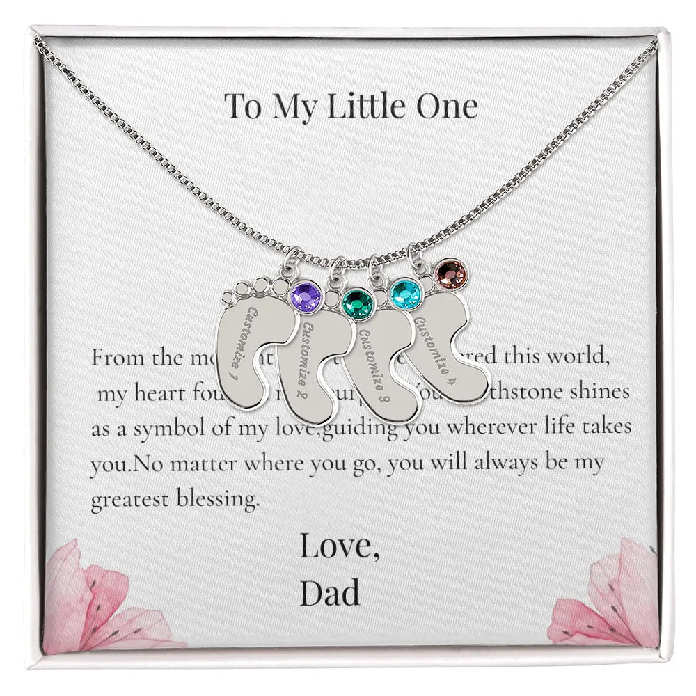 Personalized Baby Feet Birthstone Necklace Custom Name Keepsake Gift for Dad Father Newborn prime Collection Hub