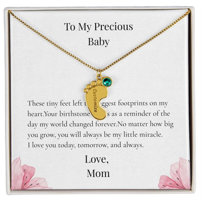 Custom Baby Feet Necklace with Birthstone Personalized Name Pendant Meaningful Gift Mom Grandma Keepsake prime Collection Hub