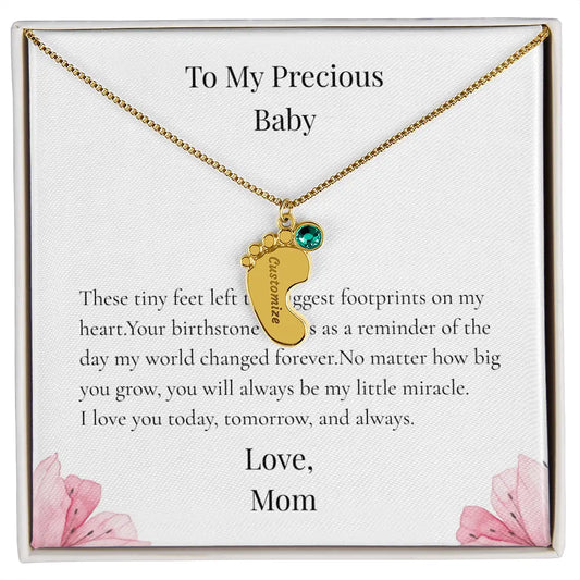 Custom Baby Feet Necklace with Birthstone Personalized Name Pendant Meaningful Gift Mom Grandma Keepsake prime Collection Hub