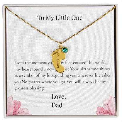 Personalized Baby Feet Birthstone Necklace Custom Name Keepsake Gift for Dad Father Newborn prime Collection Hub