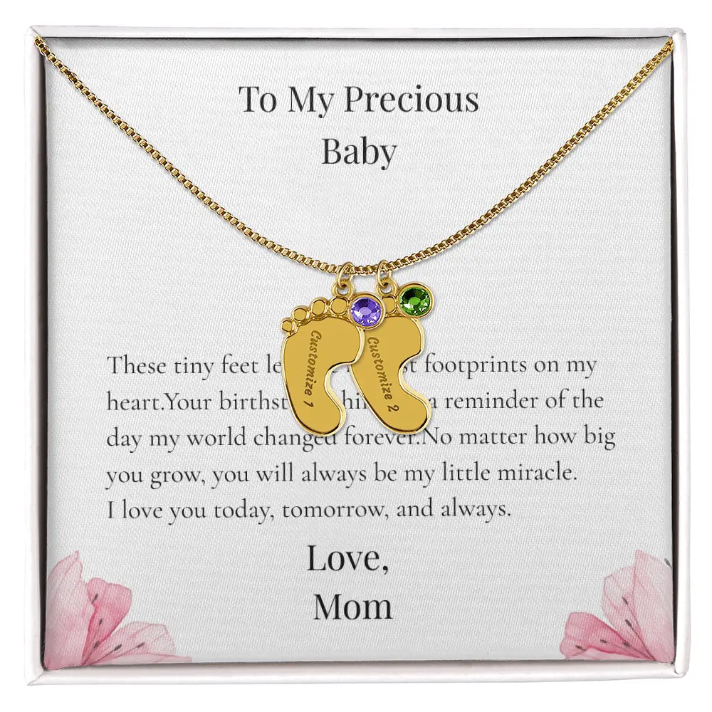 Custom Baby Feet Necklace with Birthstone Personalized Name Pendant Meaningful Gift Mom Grandma Keepsake prime Collection Hub