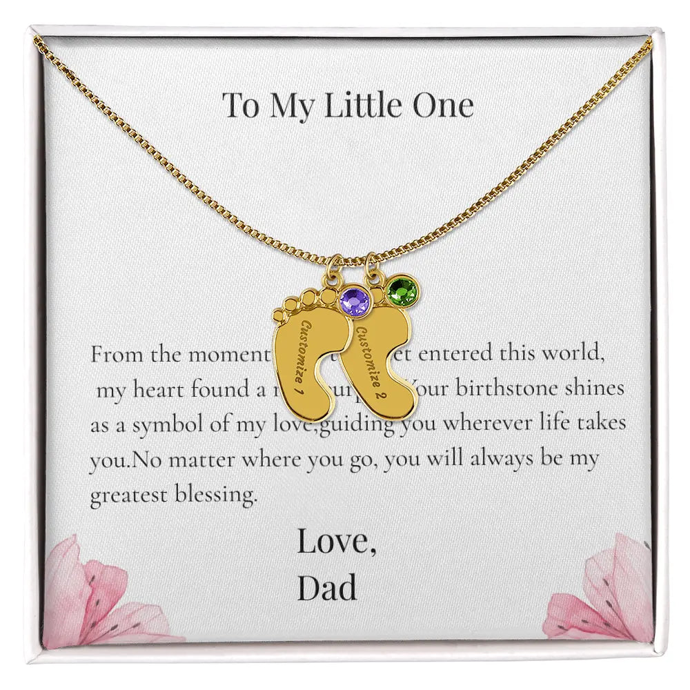 Personalized Baby Feet Birthstone Necklace Custom Name Keepsake Gift for Dad Father Newborn prime Collection Hub