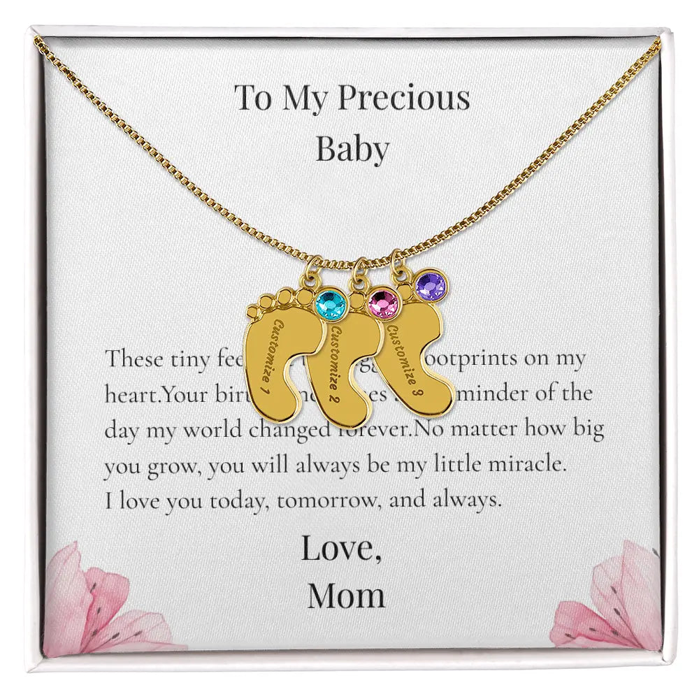 Custom Baby Feet Necklace with Birthstone Personalized Name Pendant Meaningful Gift Mom Grandma Keepsake prime Collection Hub