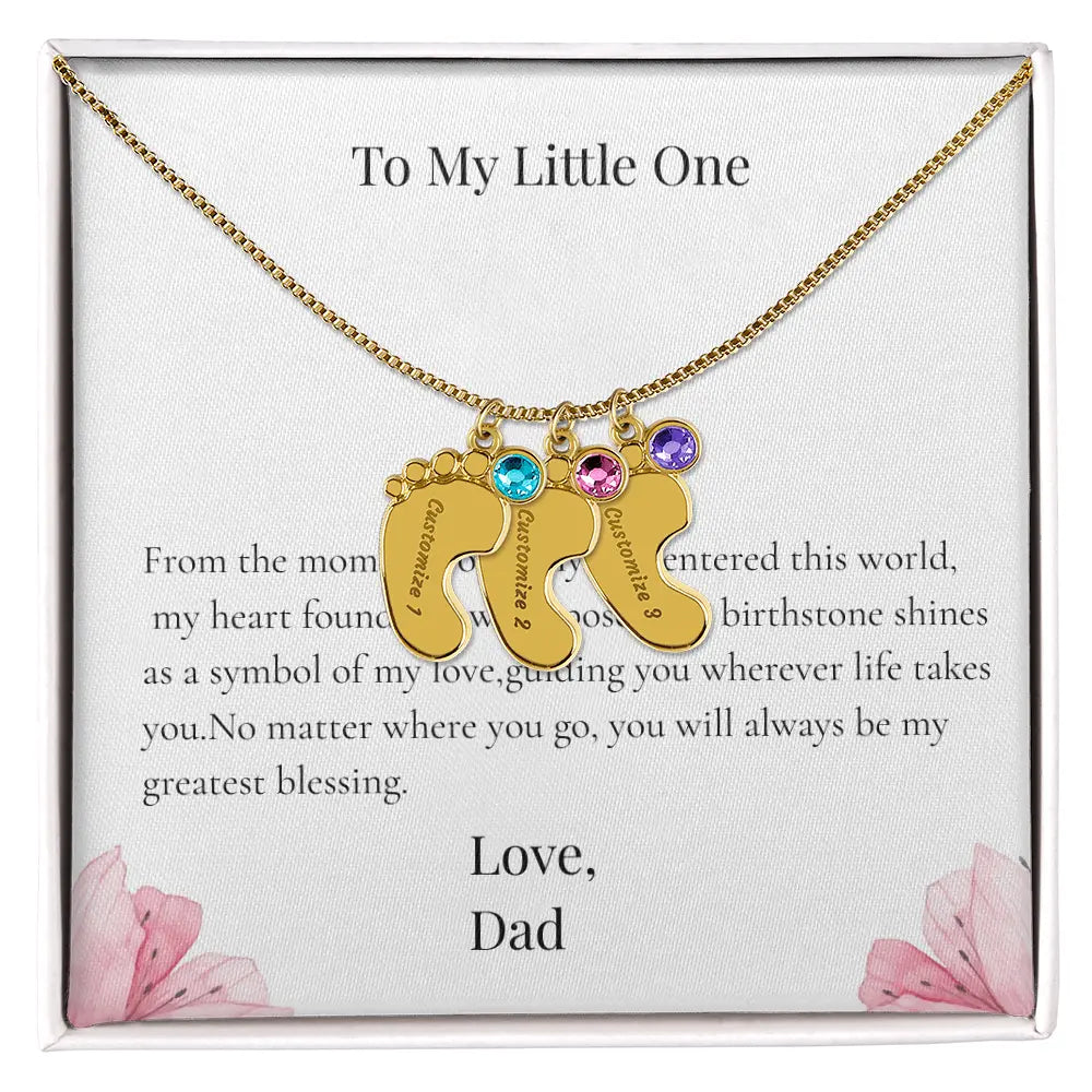 Personalized Baby Feet Birthstone Necklace Custom Name Keepsake Gift for Dad Father Newborn prime Collection Hub