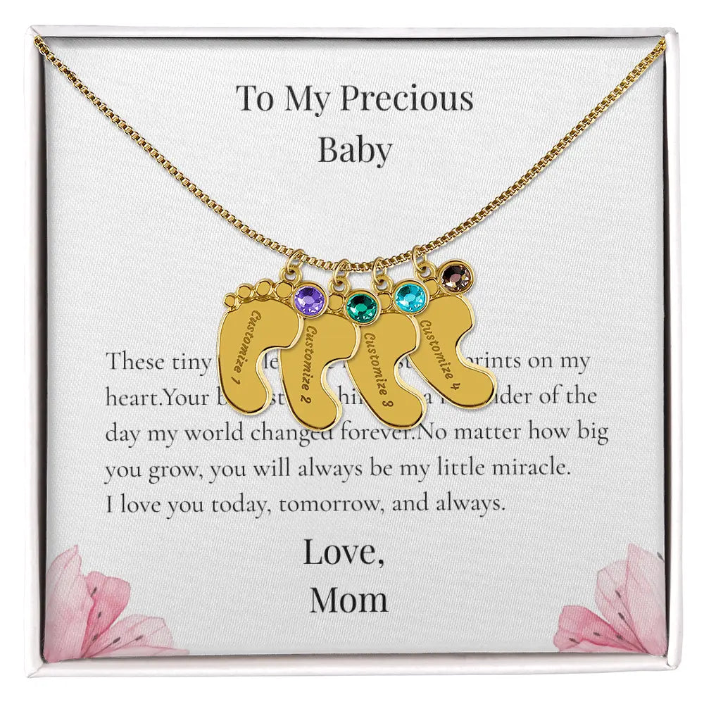 Custom Baby Feet Necklace with Birthstone Personalized Name Pendant Meaningful Gift Mom Grandma Keepsake prime Collection Hub