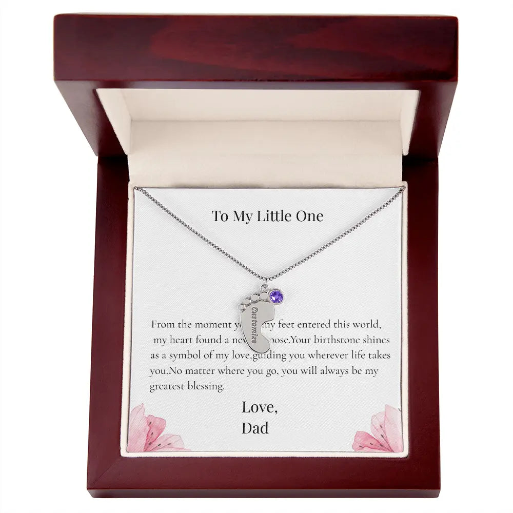 Personalized Baby Feet Birthstone Necklace Custom Name Keepsake Gift for Dad Father Newborn prime Collection Hub
