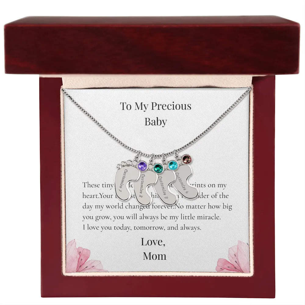 Custom Baby Feet Necklace with Birthstone Personalized Name Pendant Meaningful Gift Mom Grandma Keepsake prime Collection Hub