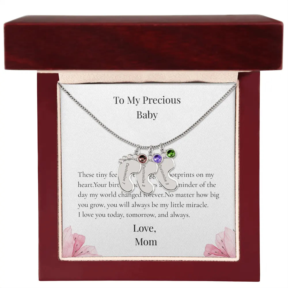 Custom Baby Feet Necklace with Birthstone Personalized Name Pendant Meaningful Gift Mom Grandma Keepsake prime Collection Hub
