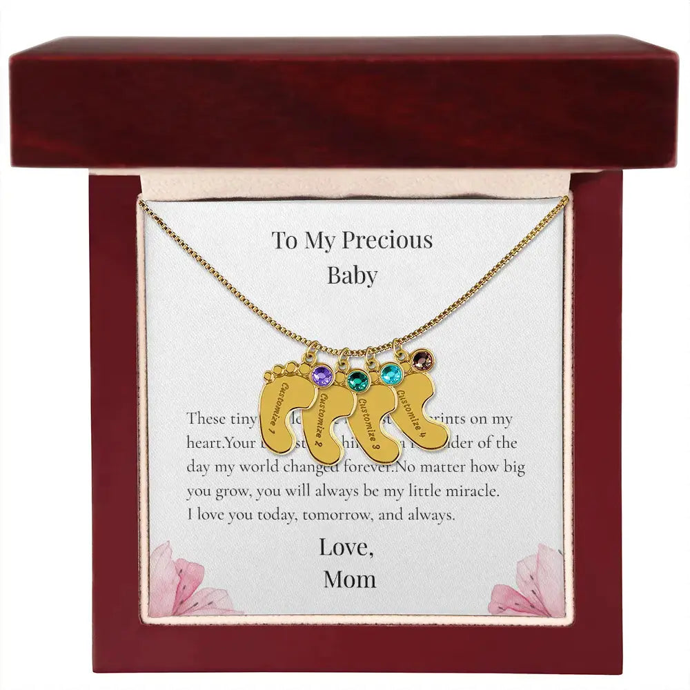 Personalized Baby Feet Birthstone Necklace Custom Name Keepsake Gift for Mom Grandma Newborn prime Collection Hub