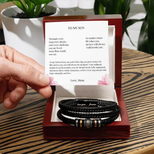 To My Son Bracelet Love You Forever | Men's Bracelet Meaningful Gift from Mom - Prime Collection Hub