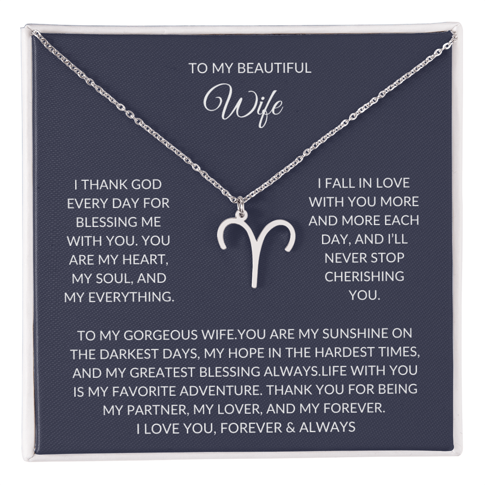 To my beautiful wife - Zodiac Symbol Necklace - Forever Love Gift