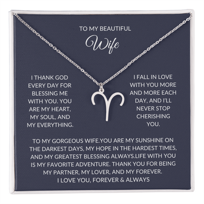 To my beautiful wife - Zodiac Symbol Necklace - Forever Love Gift