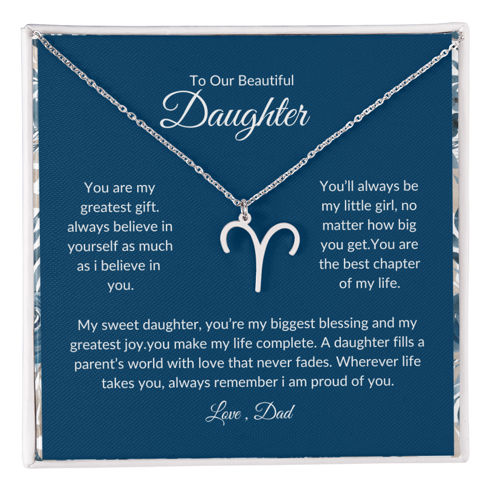 To My Daughter – You Are My Sunshine -Zodiac Symbol Necklace