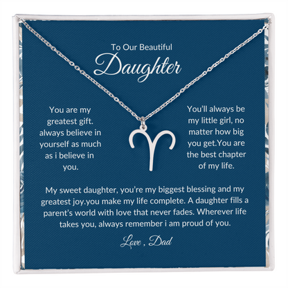 To My Daughter – You Are My Sunshine -Zodiac Symbol Necklace
