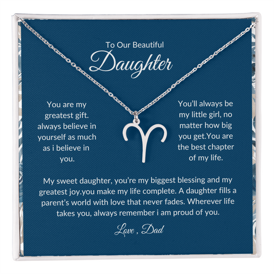 To My Daughter – You Are My Sunshine -Zodiac Symbol Necklace