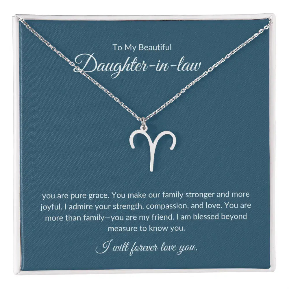 To My Beautiful Daughter-in-law , Zodiac Symbol Necklace prime Collection Hub