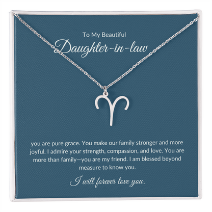 To My Beautiful Daughter-in-law , Zodiac Symbol Necklace
