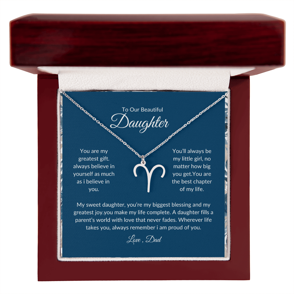 To My Daughter – You Are My Sunshine -Zodiac Symbol Necklace