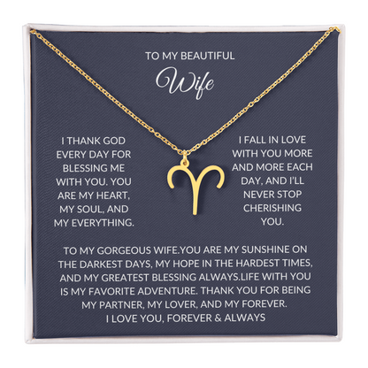 To my beautiful wife - Zodiac Symbol Necklace - Forever Love Gift
