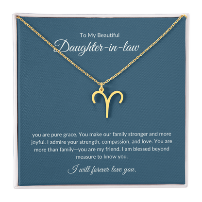 To My Beautiful Daughter-in-law , Zodiac Symbol Necklace