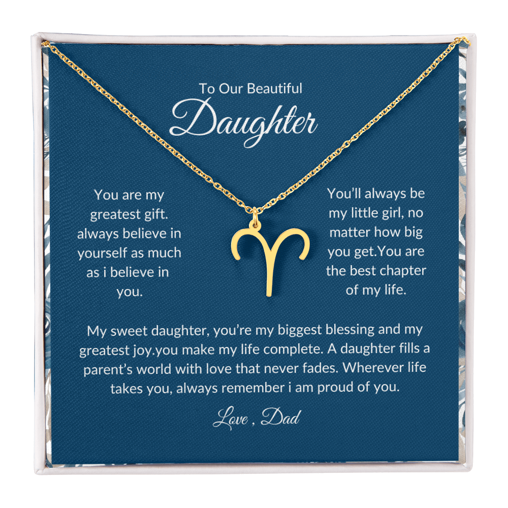 To My Daughter – You Are My Sunshine -Zodiac Symbol Necklace