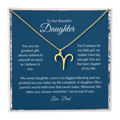 To My Daughter – You Are My Sunshine -Zodiac Symbol Necklace