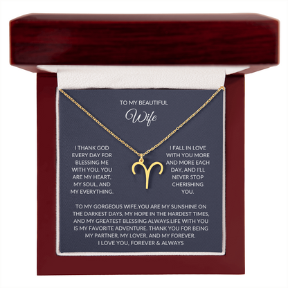 To my beautiful wife - Zodiac Symbol Necklace - Forever Love Gift