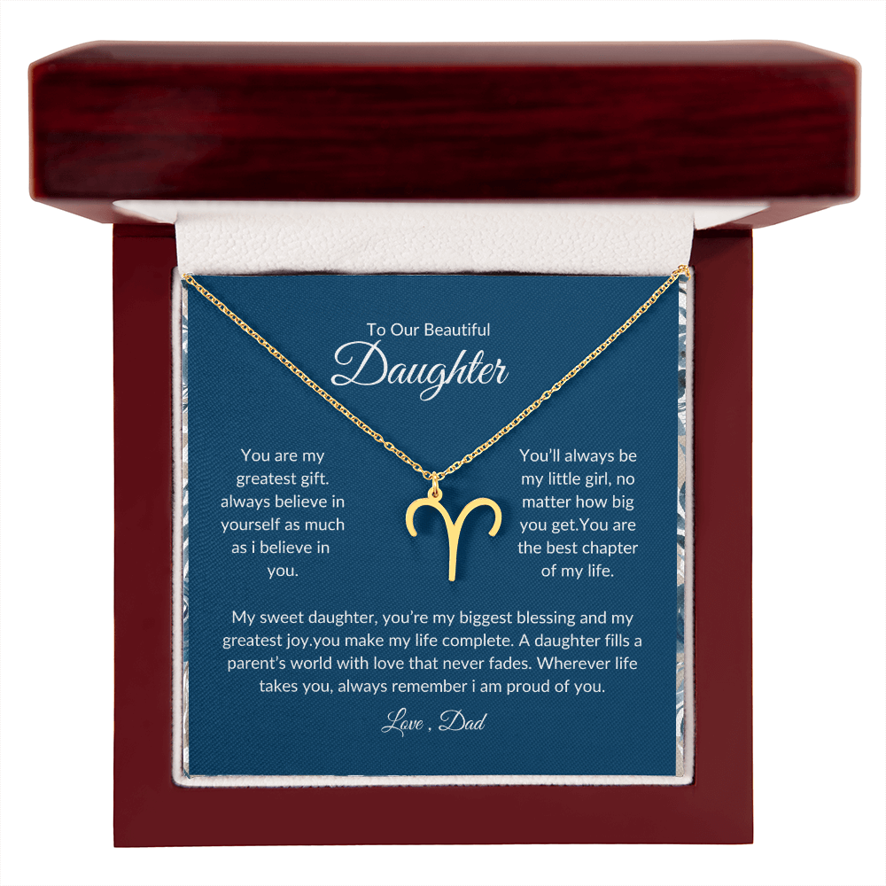 To My Daughter – You Are My Sunshine -Zodiac Symbol Necklace
