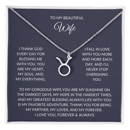 To my beautiful wife - Zodiac Symbol Necklace - Forever Love Gift