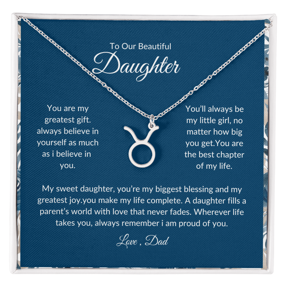 To My Daughter – You Are My Sunshine -Zodiac Symbol Necklace