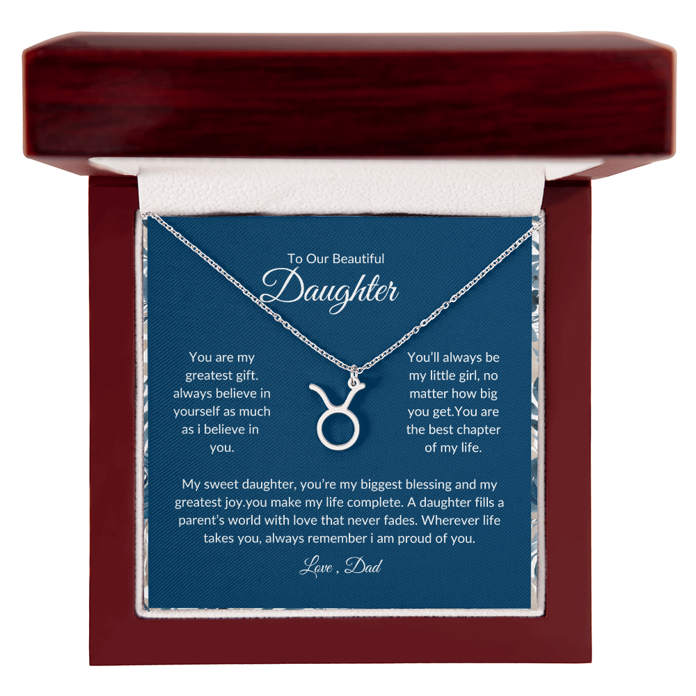 To My Daughter – You Are My Sunshine -Zodiac Symbol Necklace