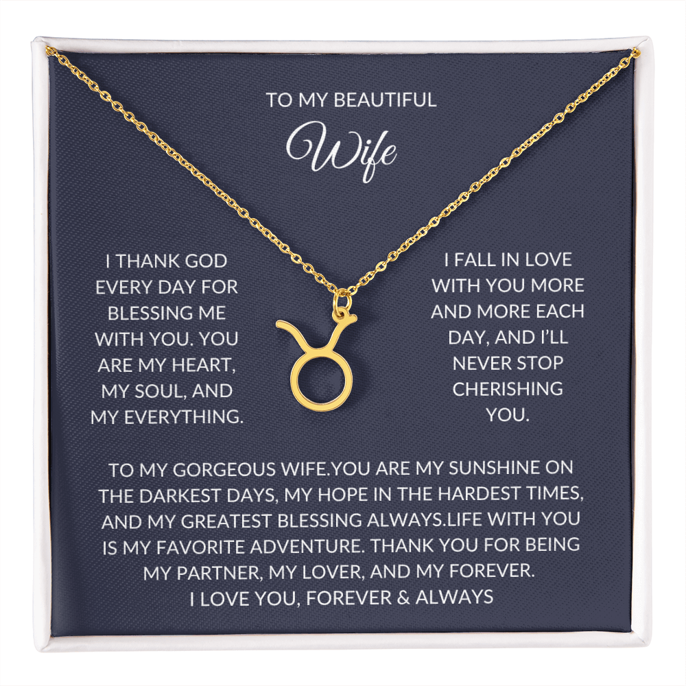 To my beautiful wife - Zodiac Symbol Necklace - Forever Love Gift
