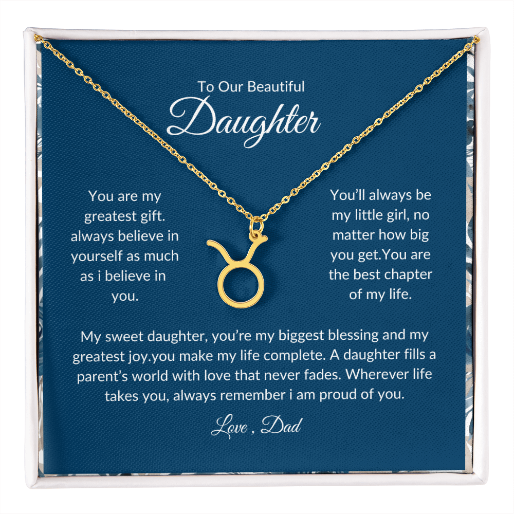 To My Daughter – You Are My Sunshine -Zodiac Symbol Necklace