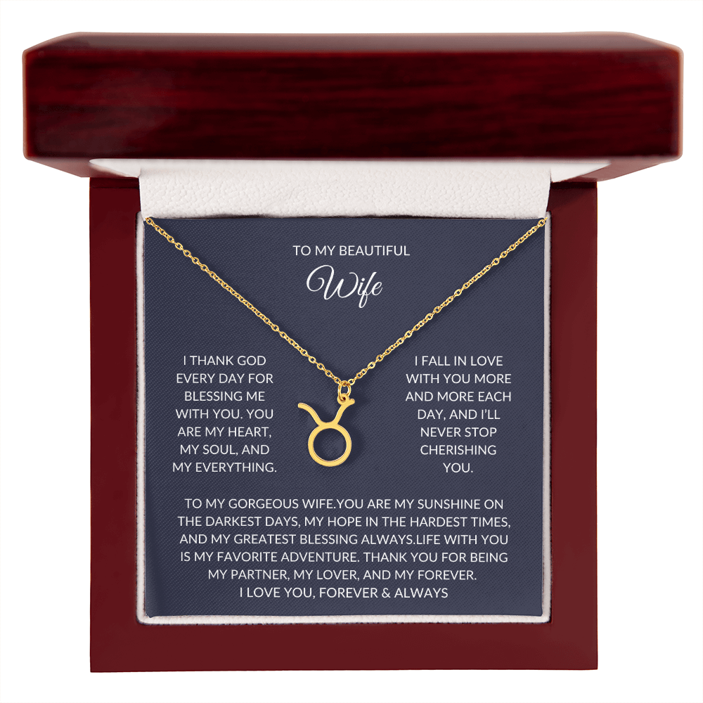 To my beautiful wife - Zodiac Symbol Necklace - Forever Love Gift