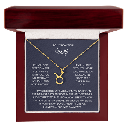 To my beautiful wife - Zodiac Symbol Necklace - Forever Love Gift
