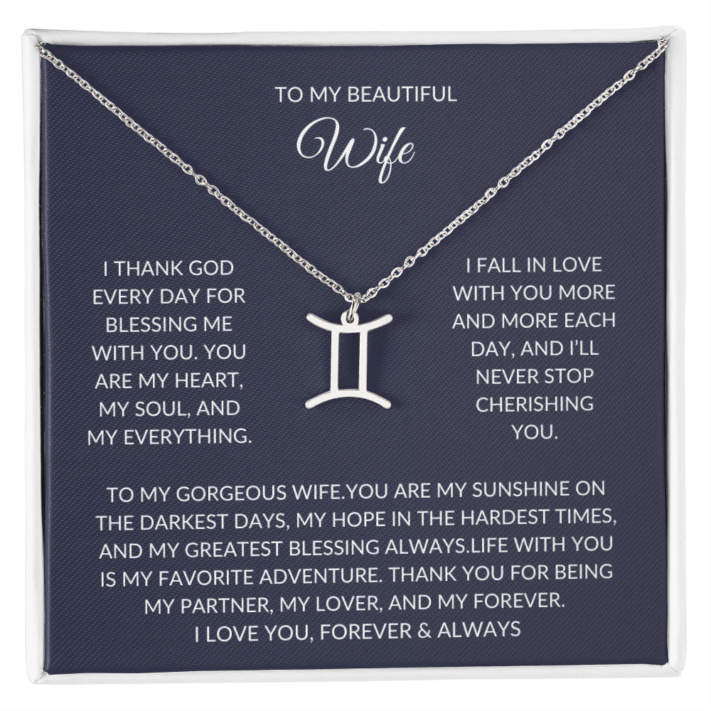 To my beautiful wife - Zodiac Symbol Necklace - Forever Love Gift