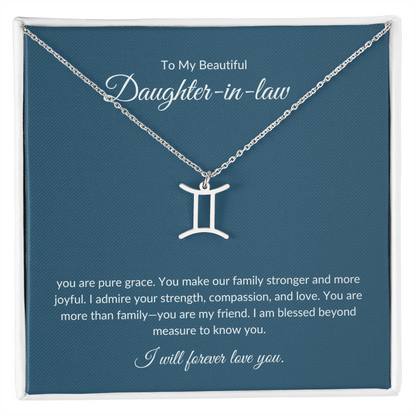 To My Beautiful Daughter-in-law , Zodiac Symbol Necklace