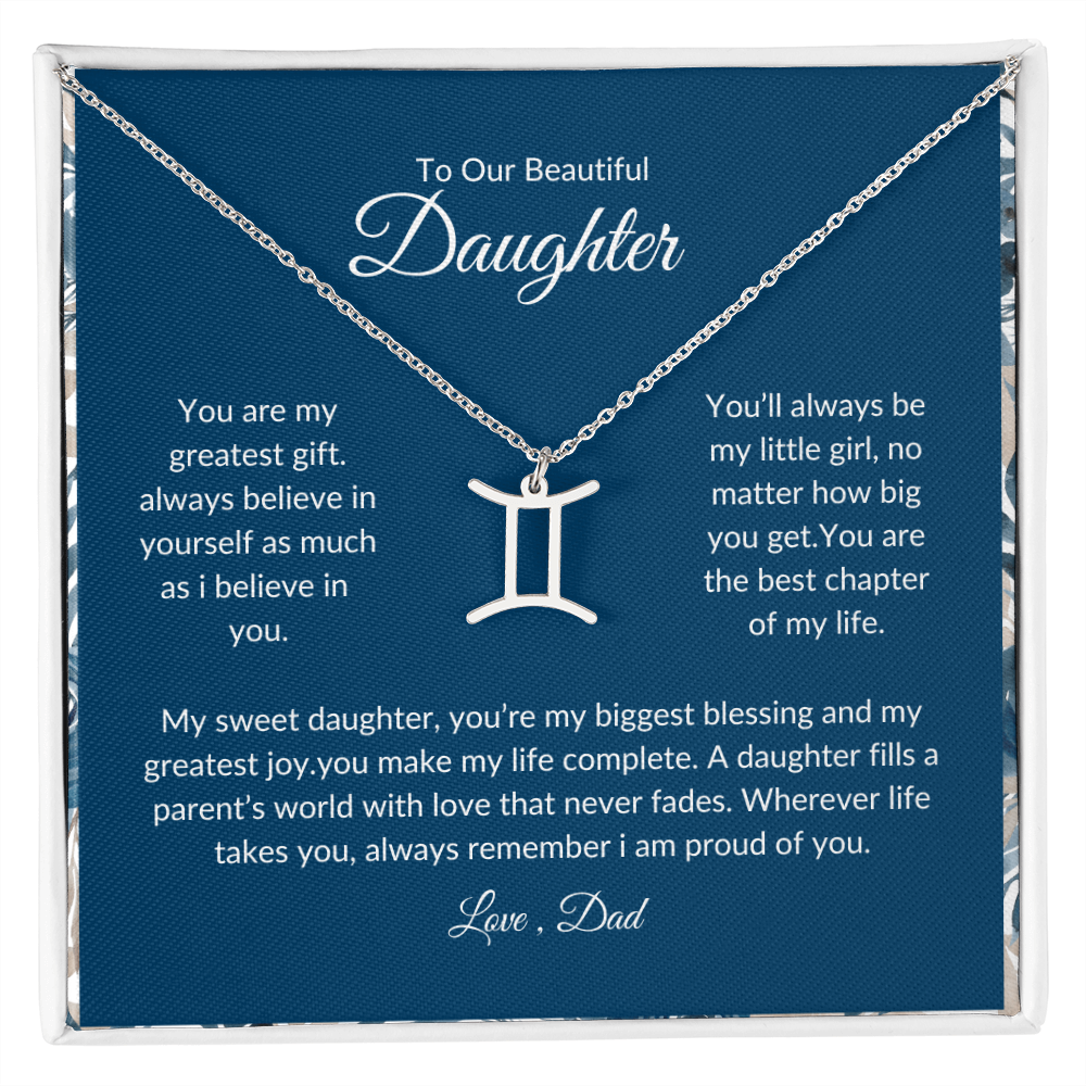 To My Daughter – You Are My Sunshine -Zodiac Symbol Necklace