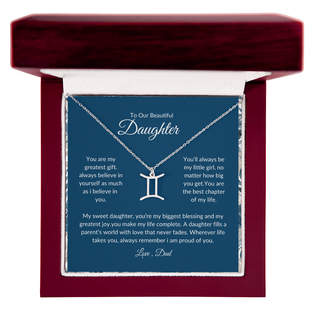To My Daughter – You Are My Sunshine -Zodiac Symbol Necklace