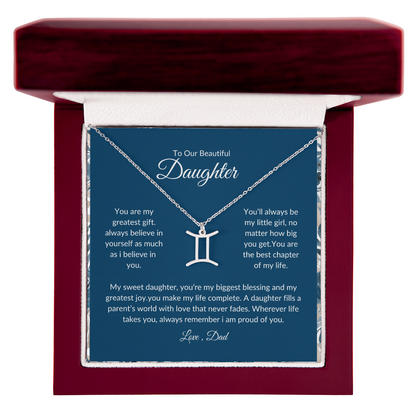 To My Daughter – You Are My Sunshine -Zodiac Symbol Necklace