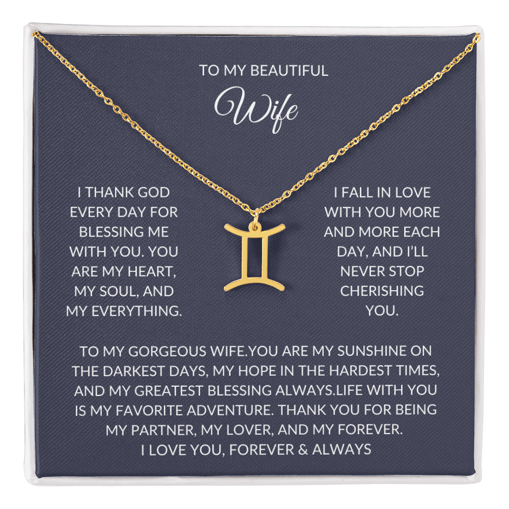 To my beautiful wife - Zodiac Symbol Necklace - Forever Love Gift