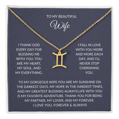 To my beautiful wife - Zodiac Symbol Necklace - Forever Love Gift
