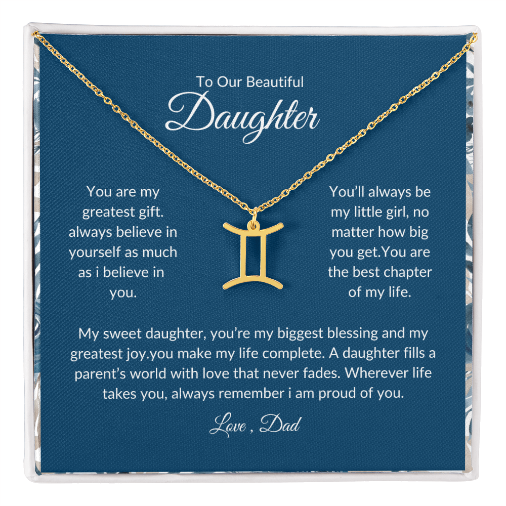 To My Daughter – You Are My Sunshine -Zodiac Symbol Necklace