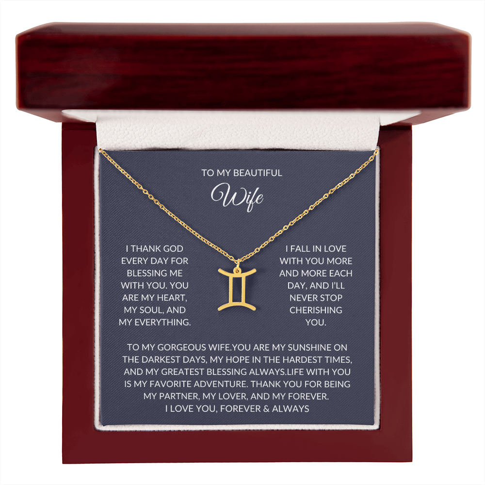 To my beautiful wife - Zodiac Symbol Necklace - Forever Love Gift