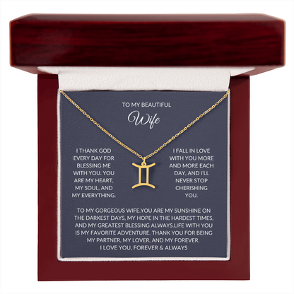 To my beautiful wife - Zodiac Symbol Necklace - Forever Love Gift
